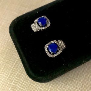 Elegant classy stylish Delicate blue sapphire sparkly Cz’s studs